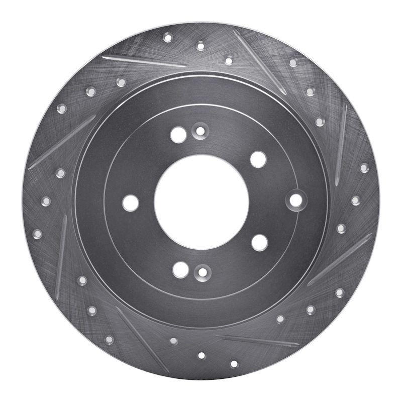 Hyundai TUCSON Brake Rotor (1) - Rear Right - R1 Concepts - Drilled & Slotted - Silver - `16-`22